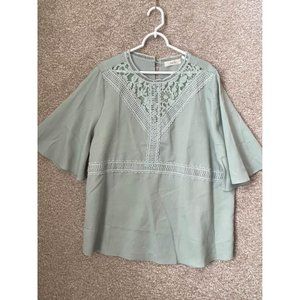 Lily Sky Plus Size Light Green Floral Patterned Blouse Shirt Size 2XL